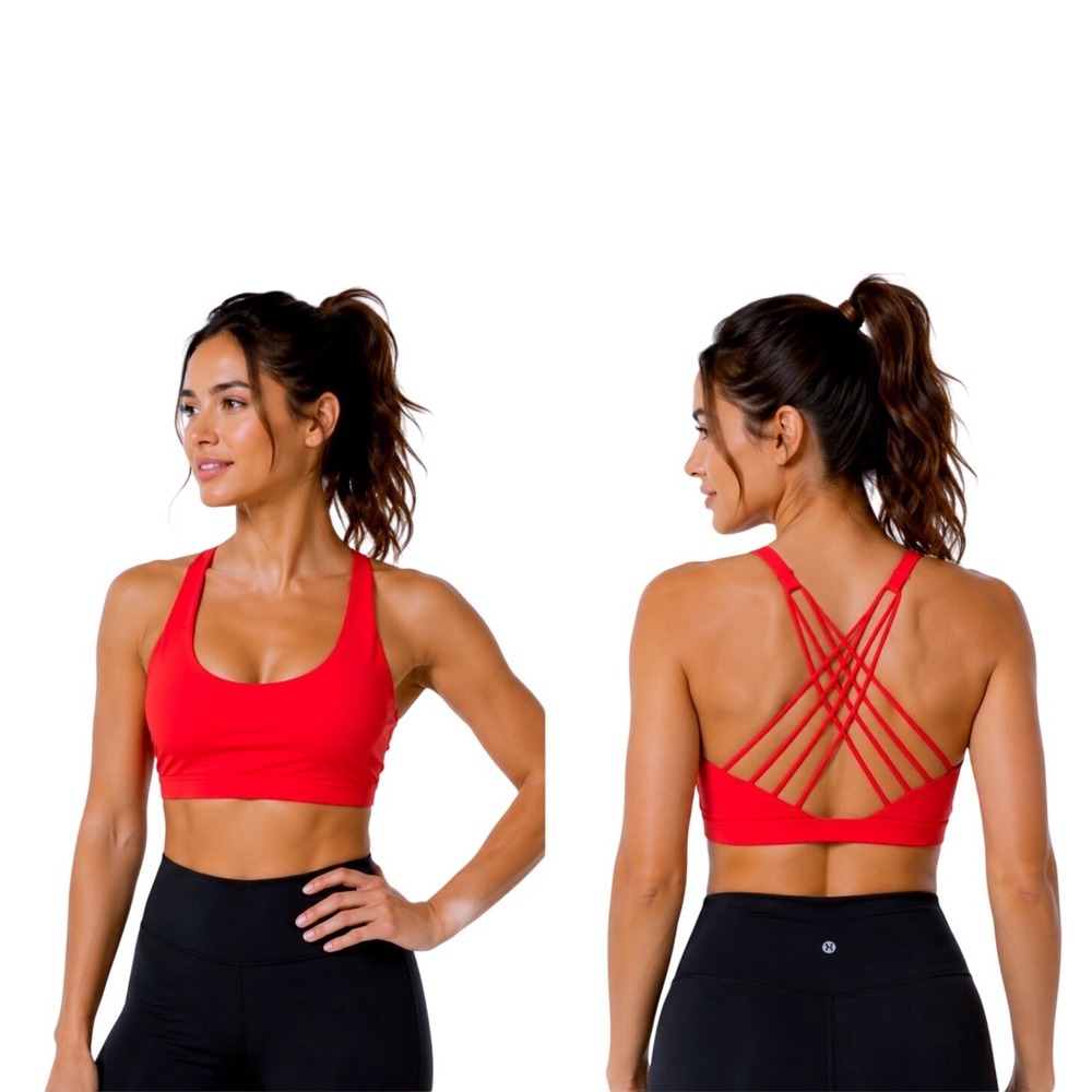Marika Tek Medium Impact Strappy Cage Back Sports Bra Pink Neon M Sporty 104-76
